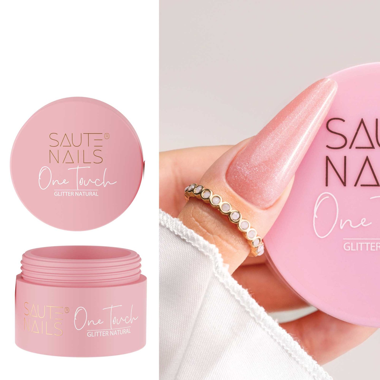 Gelis One Touch Saute Nails 50g. Glitter Natural