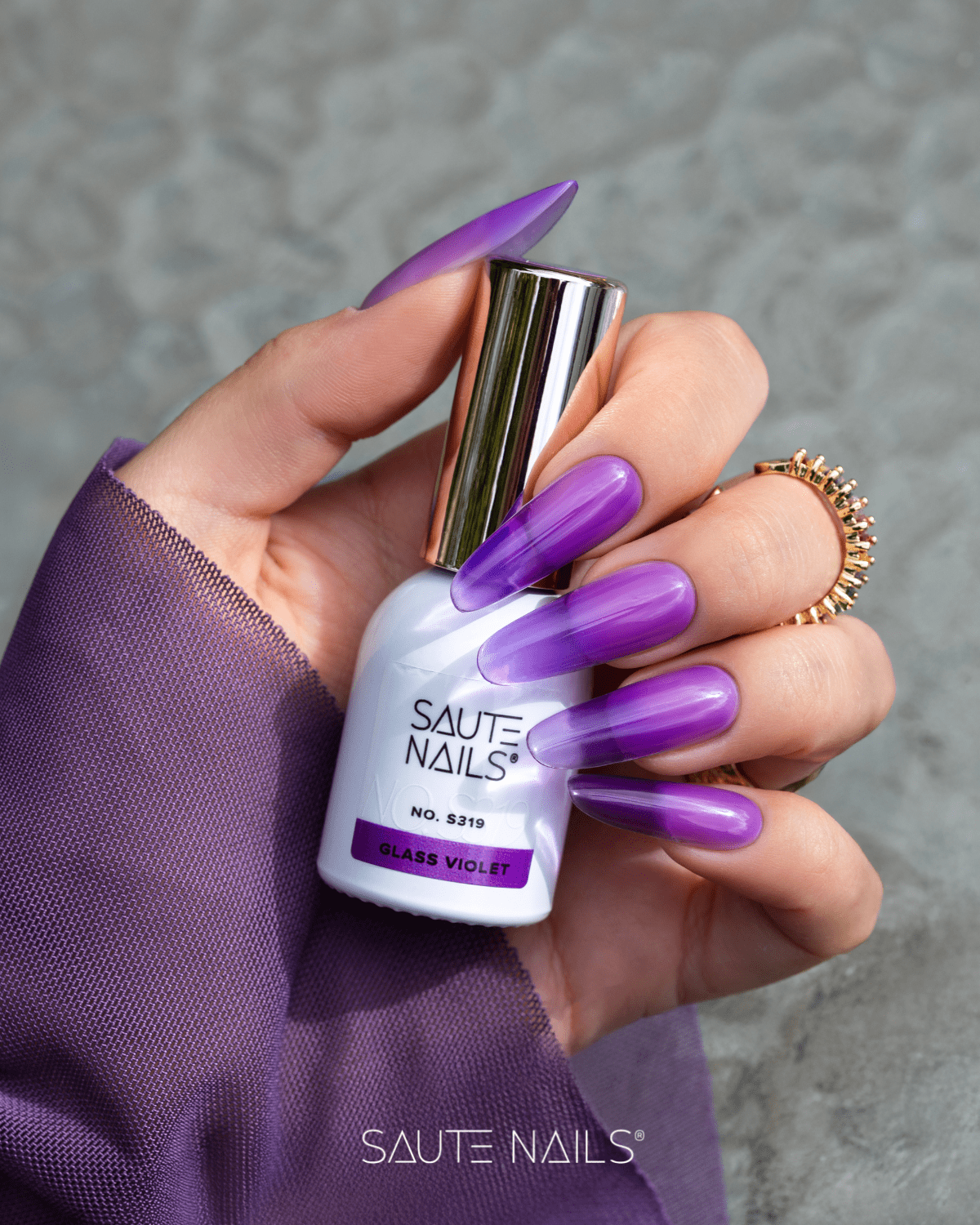 Vitražinis gelinis lakas Saute Nails - Glass Effect S319 Glass Violet - Image 2