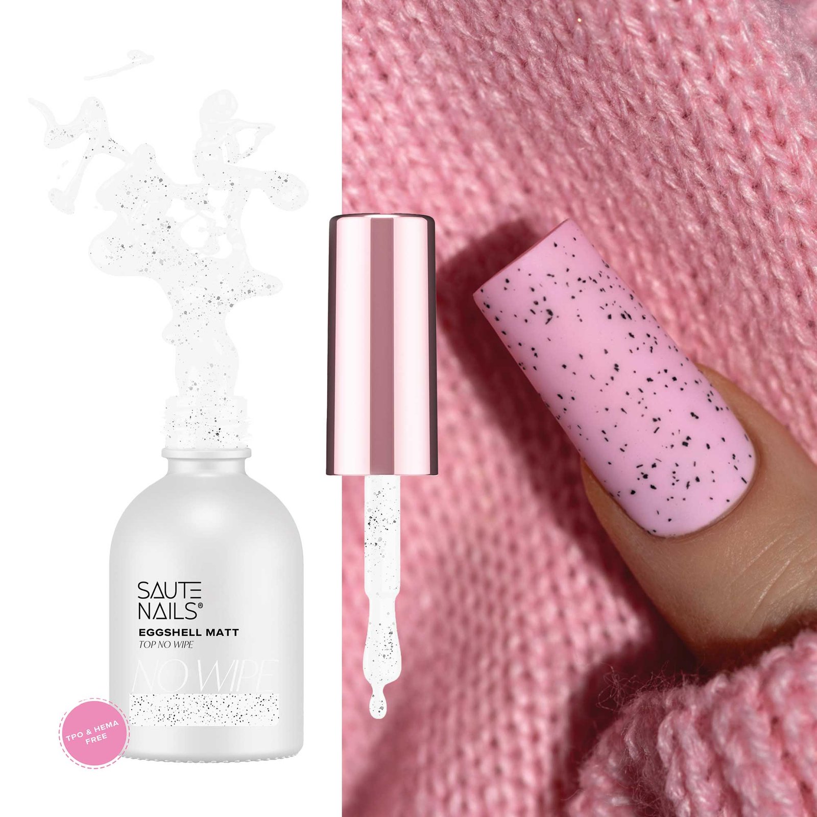 Matinis viršutinis gelinio lako sluoksnis be lipnumo Saute Nails Eggshell 8ml.