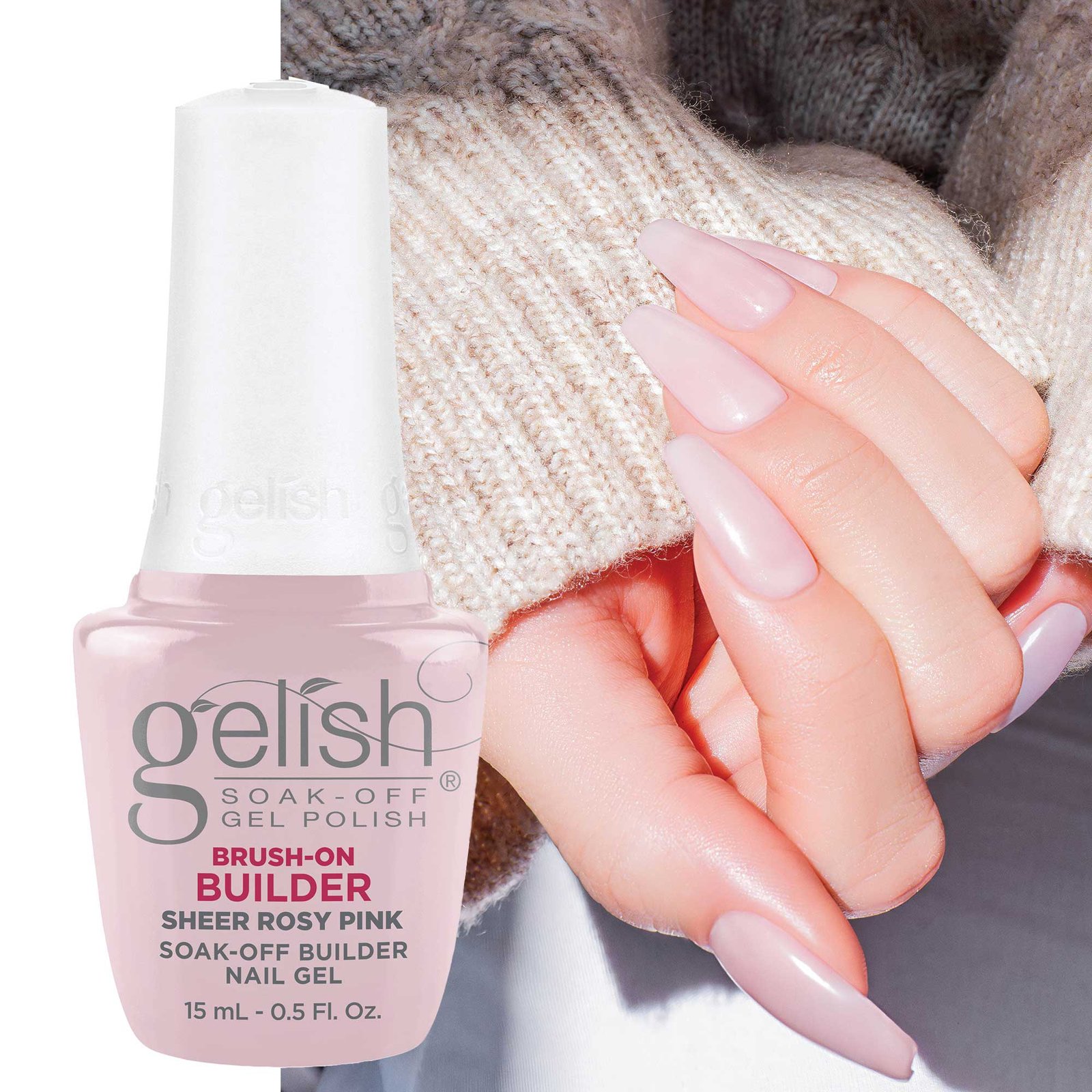 Lakuojamas Statybinis Gelis Gelish Brush-on Builder 15ml. Sheer Rosy Pink