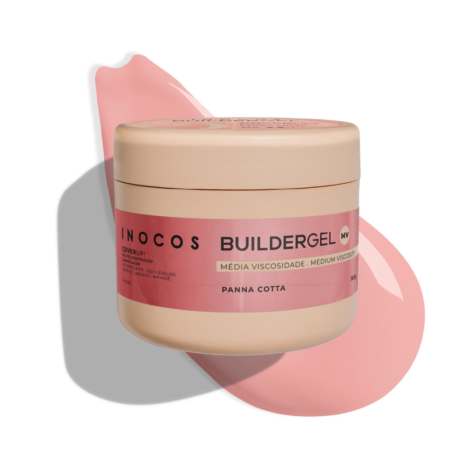 Inocos Cover Up Builder Gel Panacotta – ypač tvirtas maskuojantis statybinis gelis 50g.