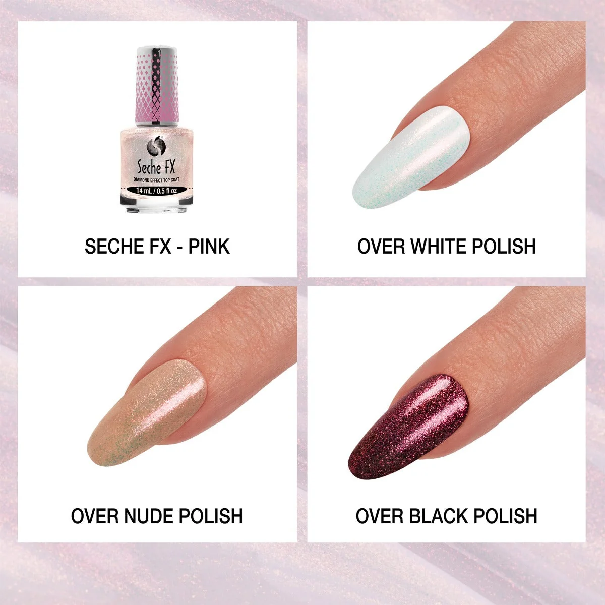 Seche FX Diamond Effect Pink – rožinio deimanto efekto viršutinis nagų lako sluoksnis 14 ml - Image 2