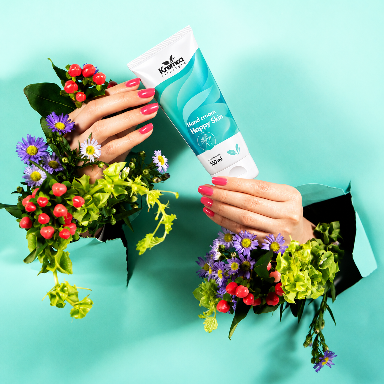 Kremca Happy Skin – rankų kremas sausai, šiurkščiai ir suskeldėjusiai odai 150 ml. (Absolute Care) - Image 2