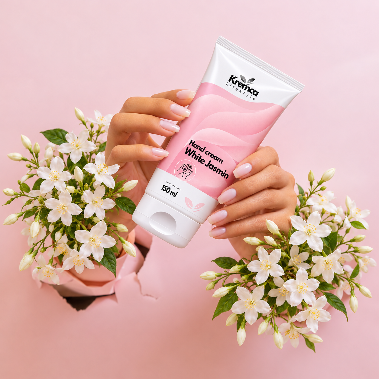 Kremca White Jasmin – rankų kremas sausai, šiurkščiai ir suskeldėjusiai odai 150 ml. (Absolute Care) (Kopija) - Image 2