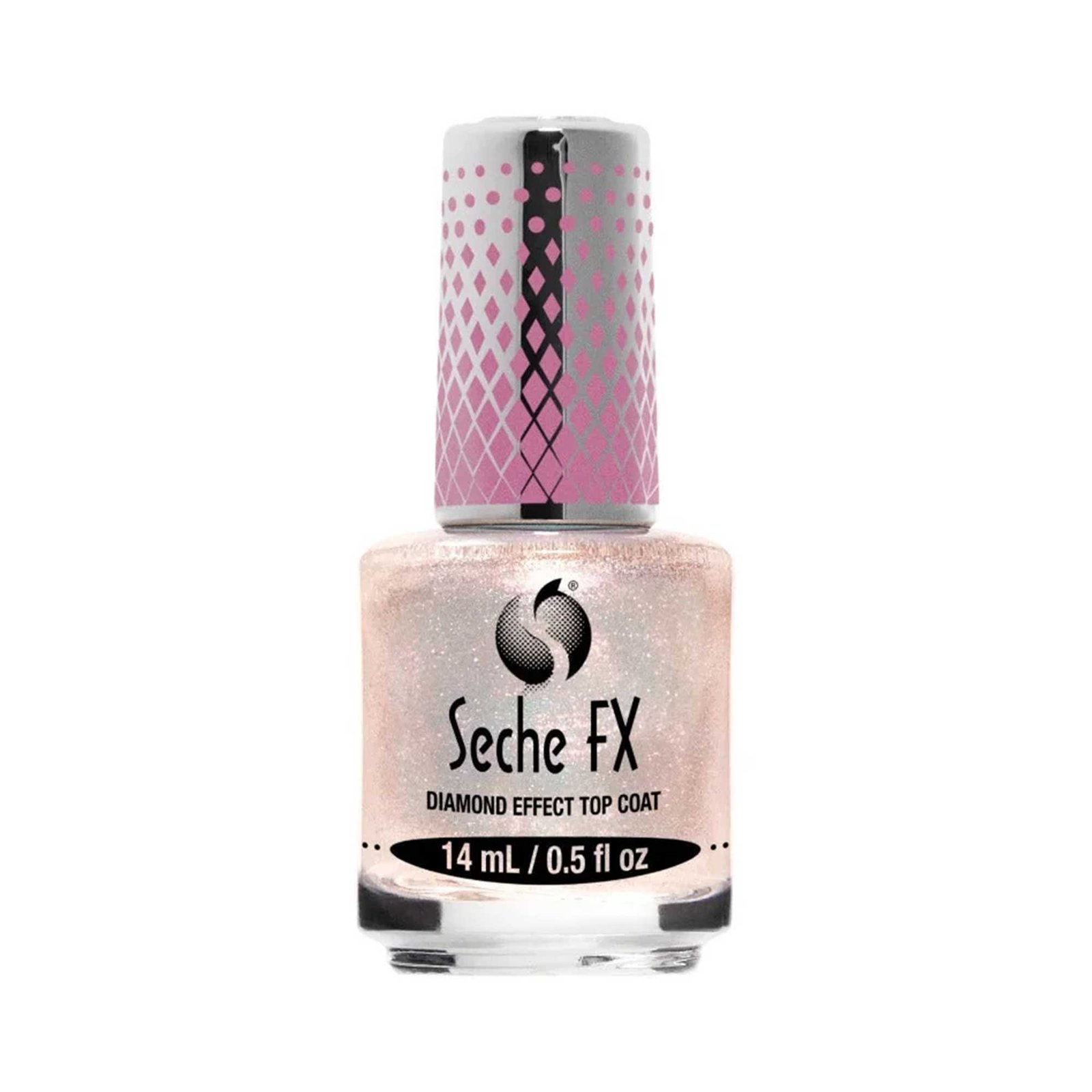 Seche FX Diamond Effect Pink – rožinio deimanto efekto viršutinis nagų lako sluoksnis 14 ml